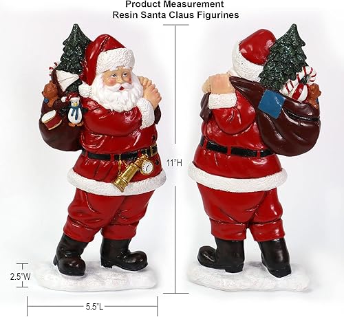 Miniatura 2 de Figura de resina de Papá Noel de 11 pulgadas, estatuas de Navidad, árbol de Navidad, rústico, vintage, diseño de interiores, escultura de mesa para