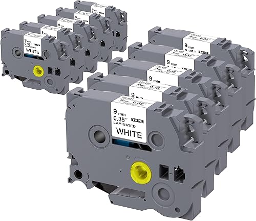 Vista 29 de Weemay Paquete de 6 cintas adhesivas compatibles con Brother TZe-221 TZe221 TZ-221 TZ221 TZ221 laminadas 0.354 in 0.35 pulgadas negro sobre blanco