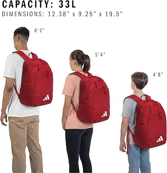 adidas Defender 5 Team Sports Backpack (33l), Power Red/White, One Size, Defender 5 Team Sports Backpack (33l) Durable Large Athletic Gym Laptop Travel Bag