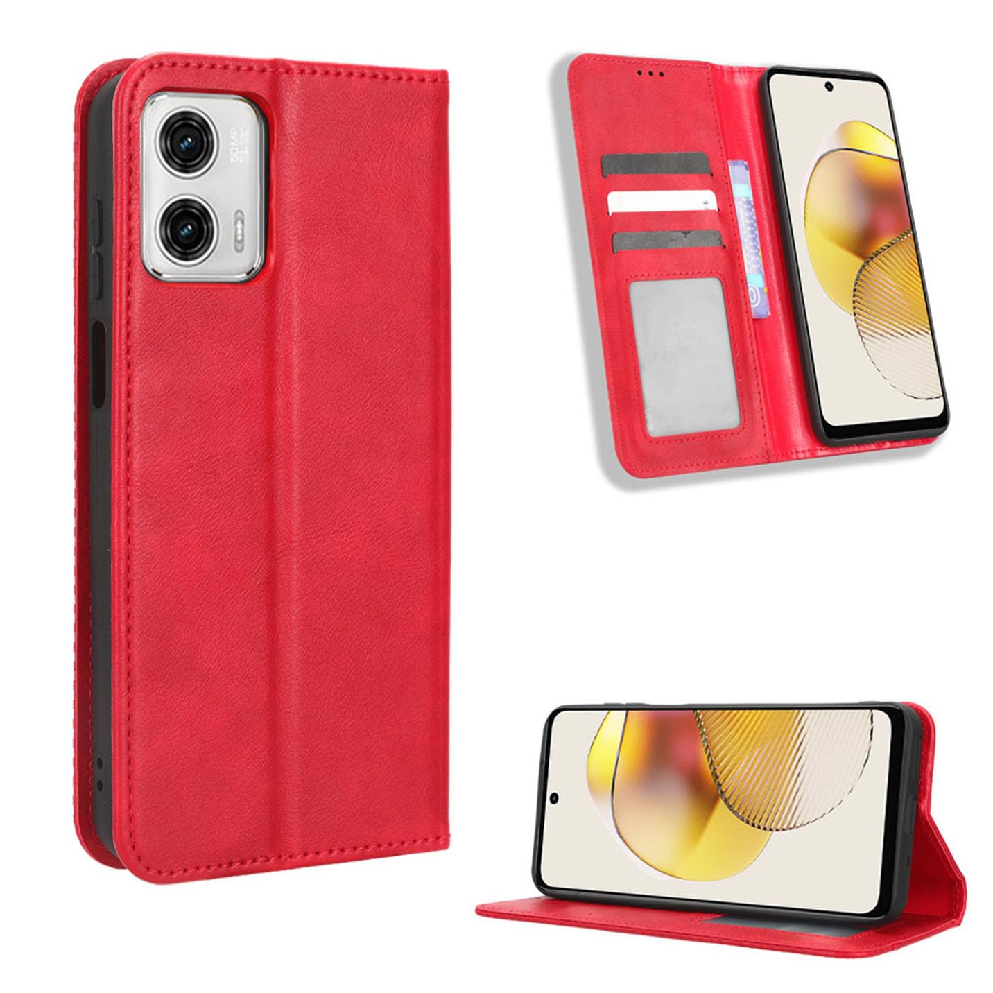 Custodia A Libro In Pelle PU Con Porta Carte Per Motorola Moto G73 5G - Marrone - DESSEN
