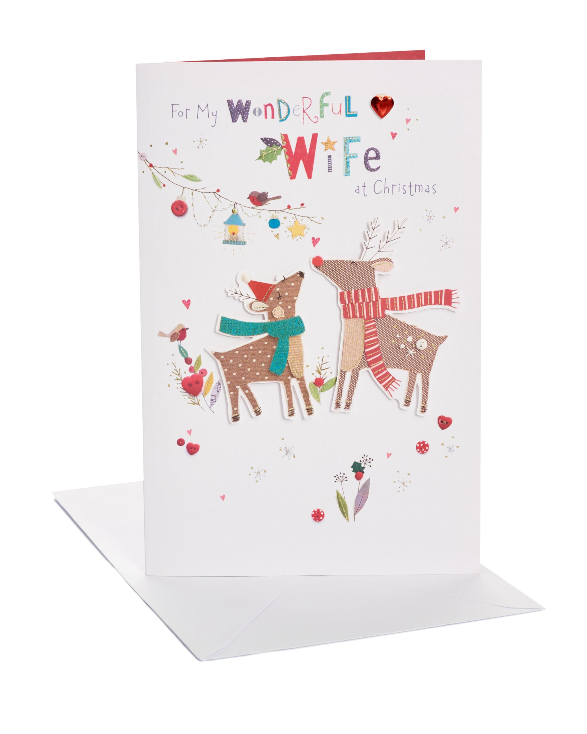 UK Greetings Christmas Card for Wife - Reindeer Design