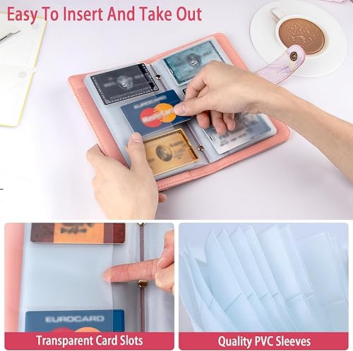 Miniatura 4 de Organizador de tarjetas de visita para mujeres y hombres, unisex, de piel sintética, portátil, para libros, organizador de tarjetas de crédito,