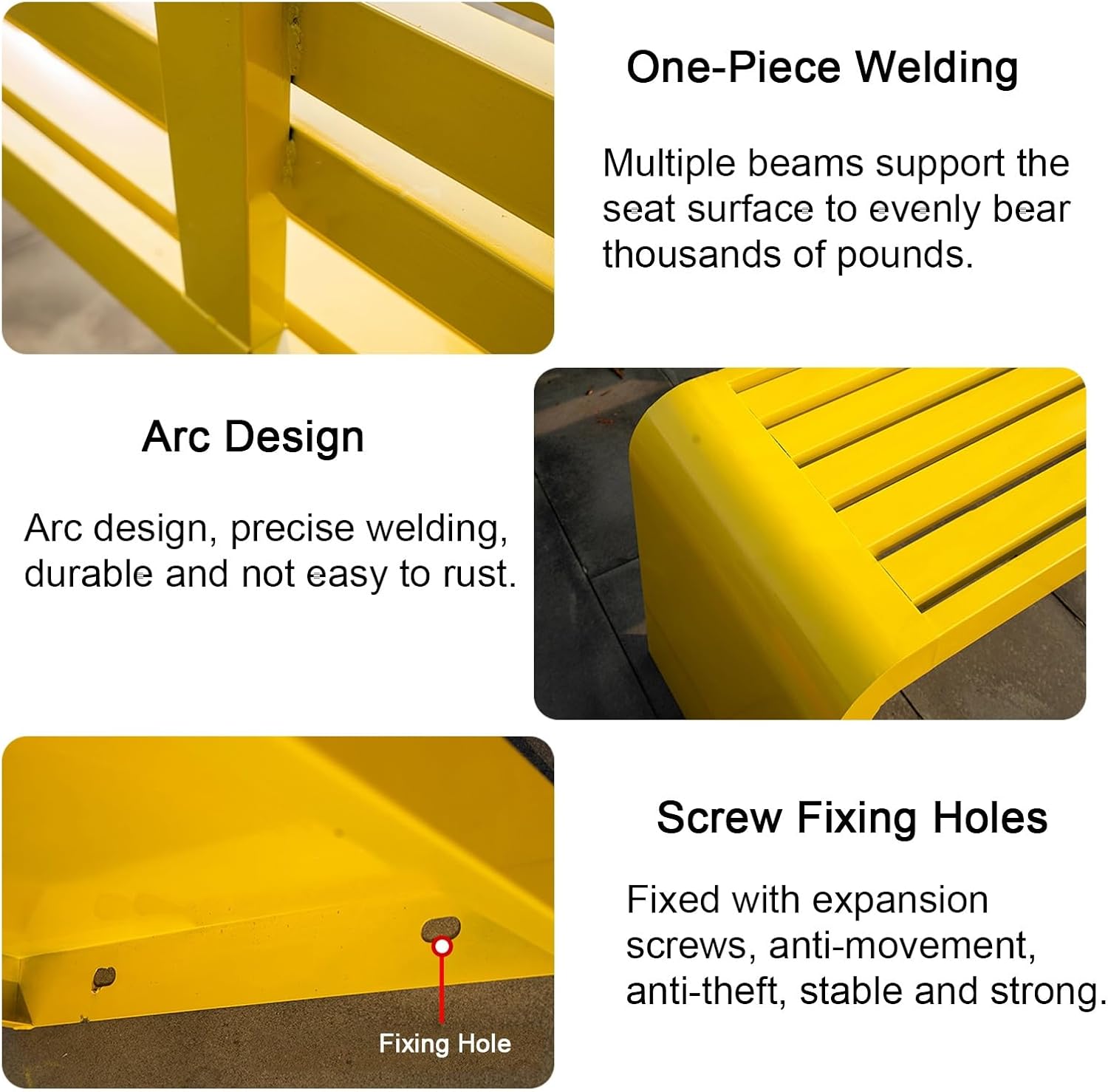 Heavy-Duty Metal Garden Bench for Outdoors, 660lb Capacity, Stylish Yellow Patio Seating for Yard, Entryway & Park - 100cm/39in Long