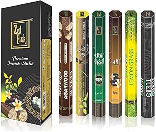 ZED BLACK Aroma Premium Fragrance Sticks - Pack of 6 - Serene and Enthralling 120 Incense Sticks – Feel The Natural Fragrances with Scented Oil Sticks