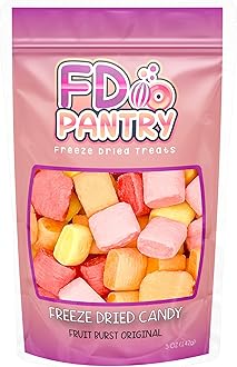 Freeze Dried Fruit Bursts Candy - Original Hard Candy Mix 5oz Treat Snack Gift Bag Cherry, Strawberry, Lemon, Orange Candies Freeze-Dried