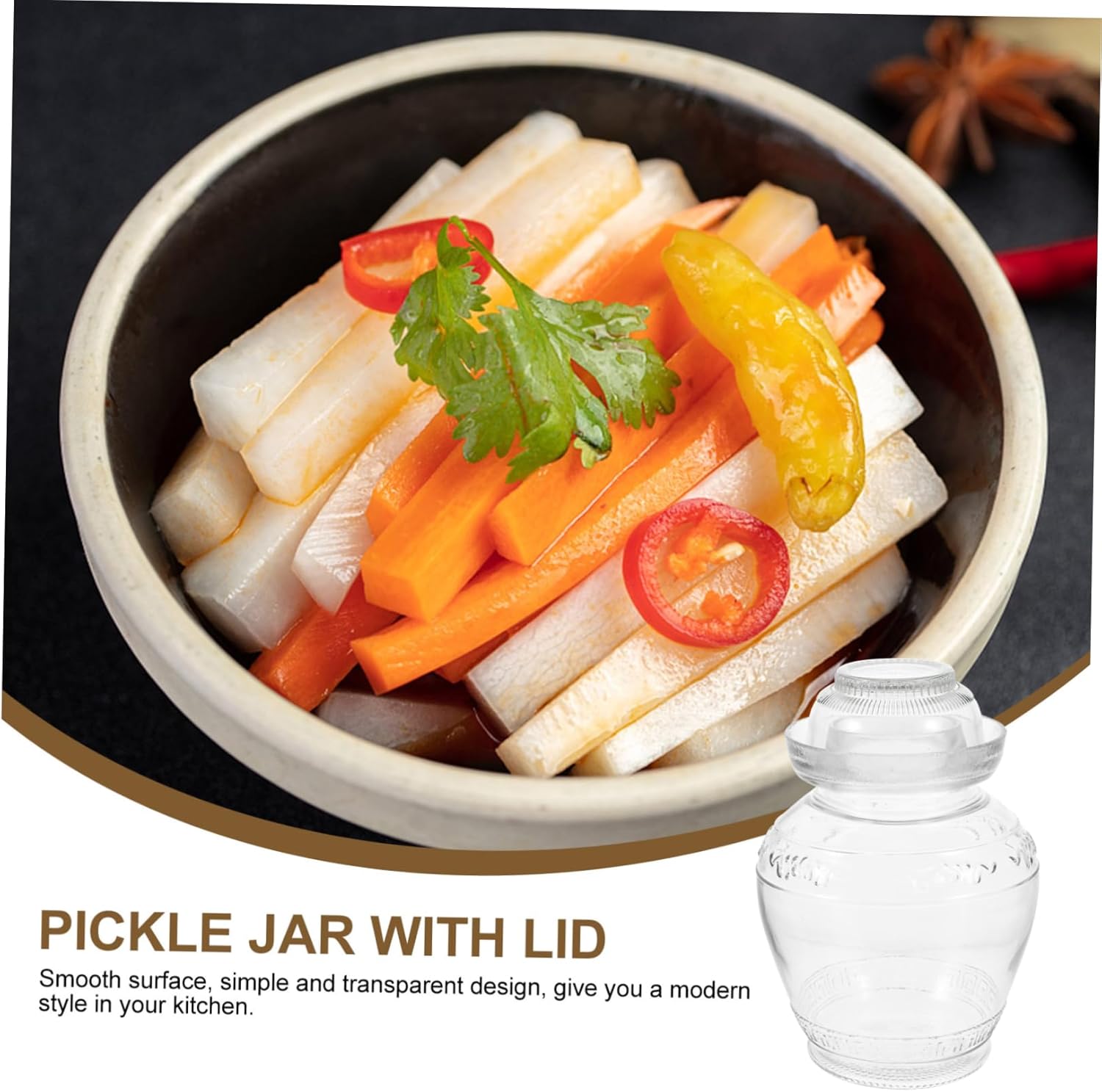 IMIKEYA Glass Fermenting Jar Airtight Lid Large Capacity Food Storage Container for Pickling and Kitchen Organization Glass Pickle Can for Vegetables and