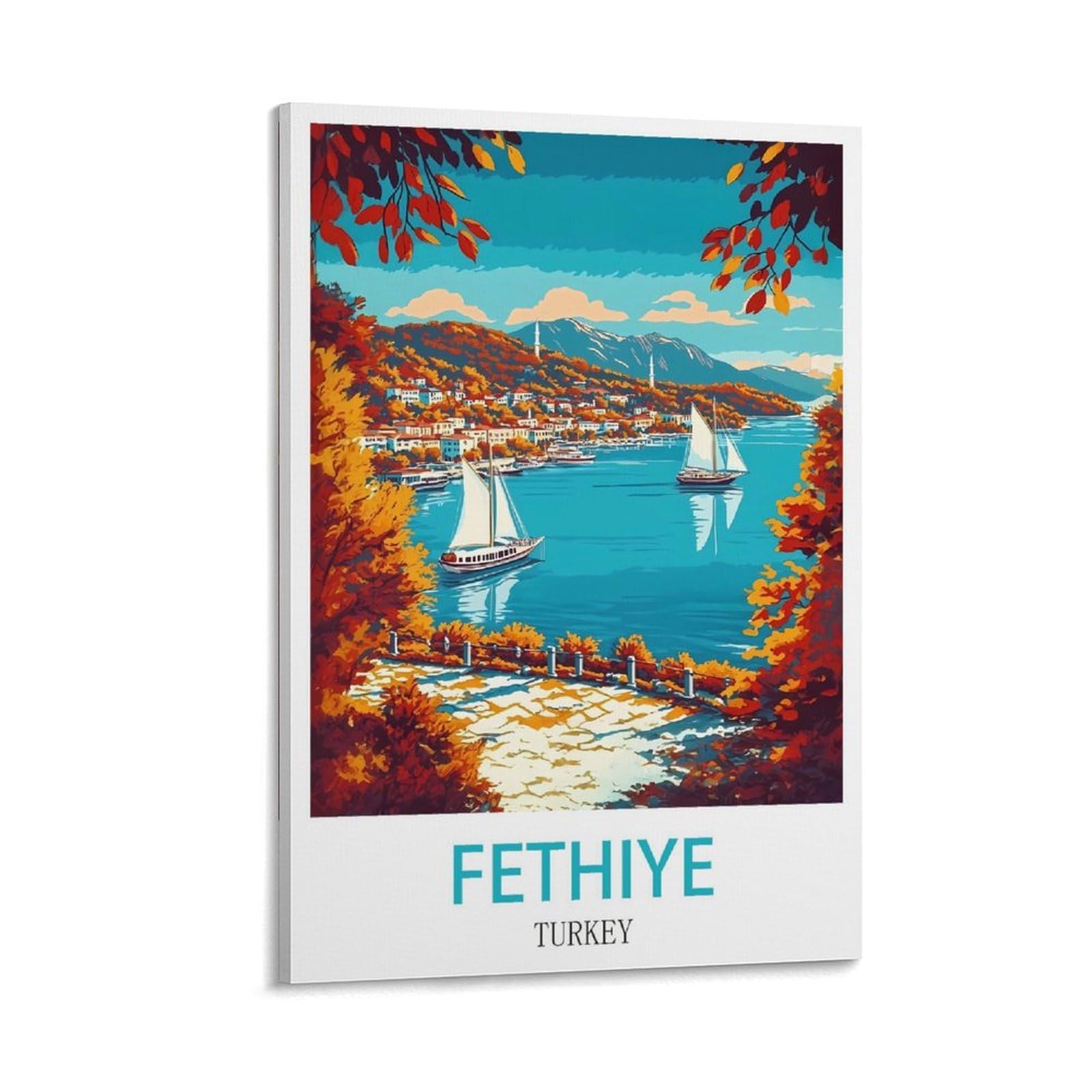 Xllyxygjq Frame-Style Fethiye Turkey Vintage Travel Posters 08X12inch(20X30cm) Canvas Wall Art Poster Print Artwork Painting Picture For Home Decoration Living Room Office Bedroom