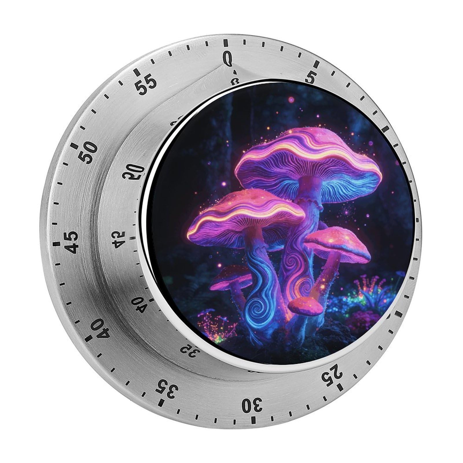 Psychedelic Mushrooms Timer Exquisite Stainless Steel Body Desk Visual Timer with Loud Alarm 60-Minute Mechanical Countdown Timers Magnetic Backing Cooking Kitchen Timers for Work