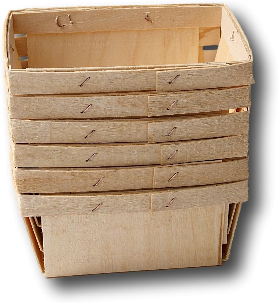 Pint Rectangular Vented Wooden Berry Baskets - Set of 6