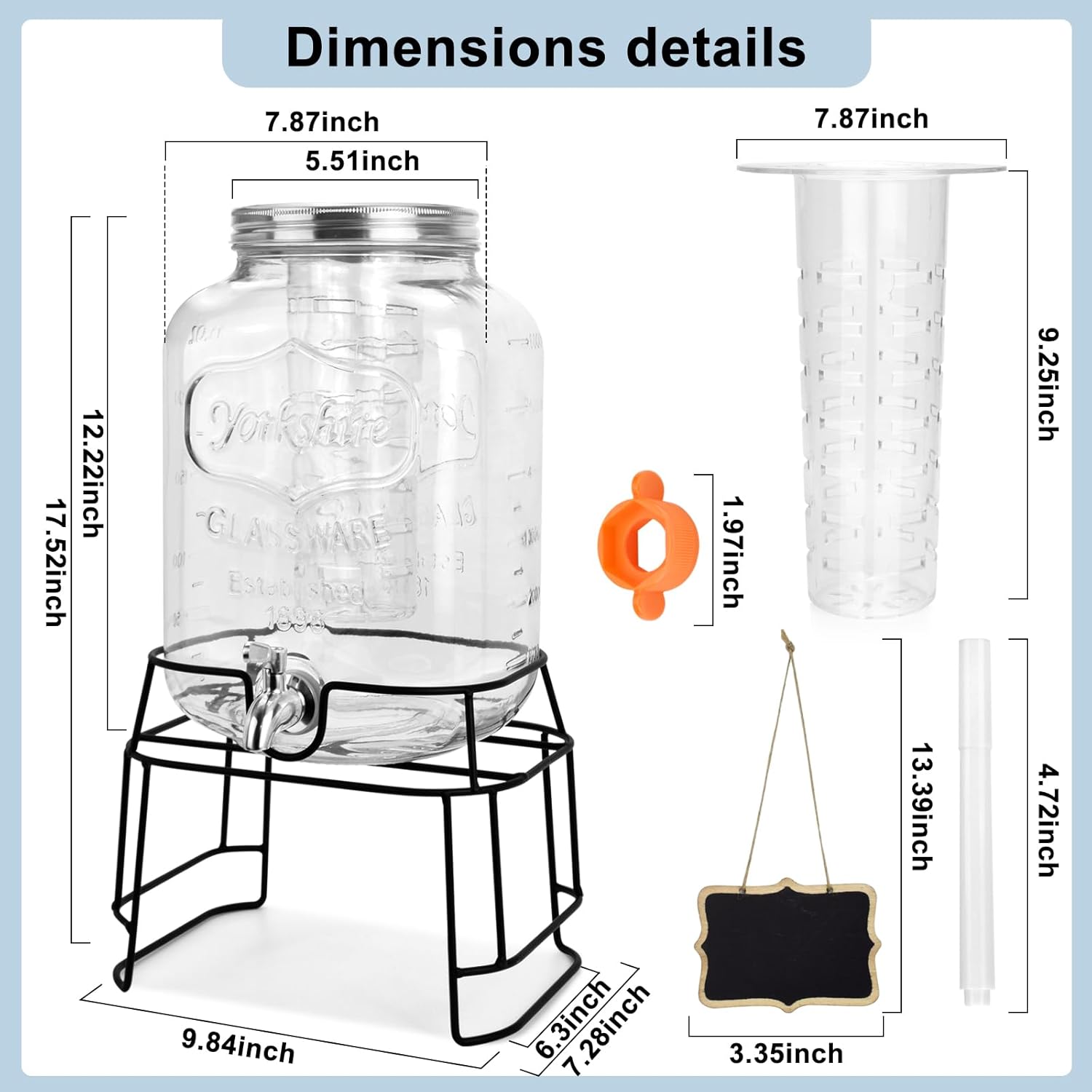 2 Gallon Glass Drink Dispensers For Parties,Beverage Dispensers With Stand And 100% Leakproof Stainless Steel Spigot.Glass Water Jug Dispenser,Lemonade Dispenser,Mason Jar. - Image 4