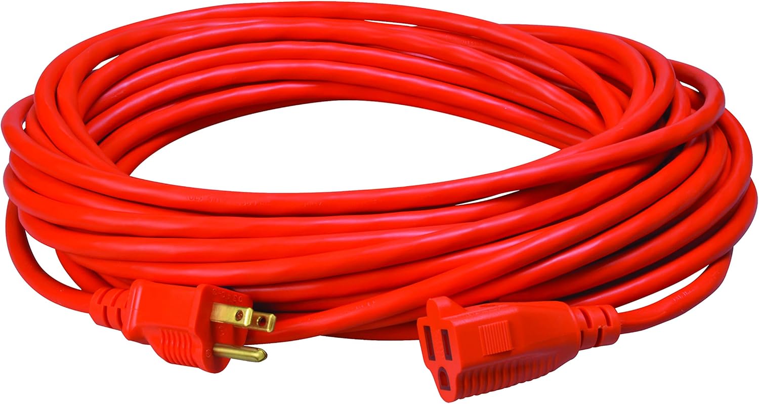 Image of Coleman Cable 02308 16/3 Vinyl Outdoor Extension Cord, Orange, 50-Feet