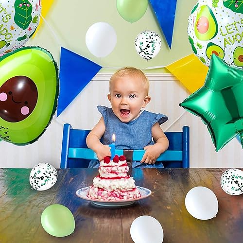 Miniatura 3 de Kubert 14 globos de látex de 18.0in con forma de estrella de corazón, 12.0in y confeti para cumpleaños, bodas, fiestas, accesorios (verde)