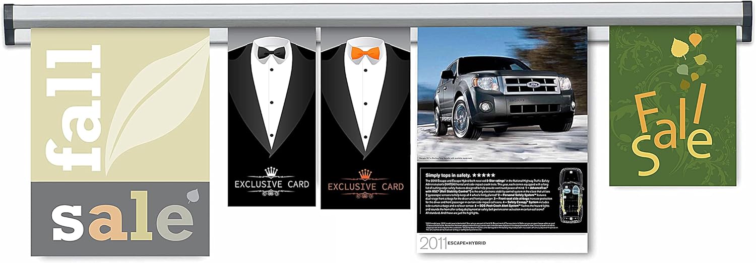 M&T Displays Fast Note 40 Inch Wall Mounted Aluminum Restaurant Ticket Holder Kitchen Order Tab Grabber Receipt Check Slide Rack Office Memo Paper Clip Menu Organizer Rail