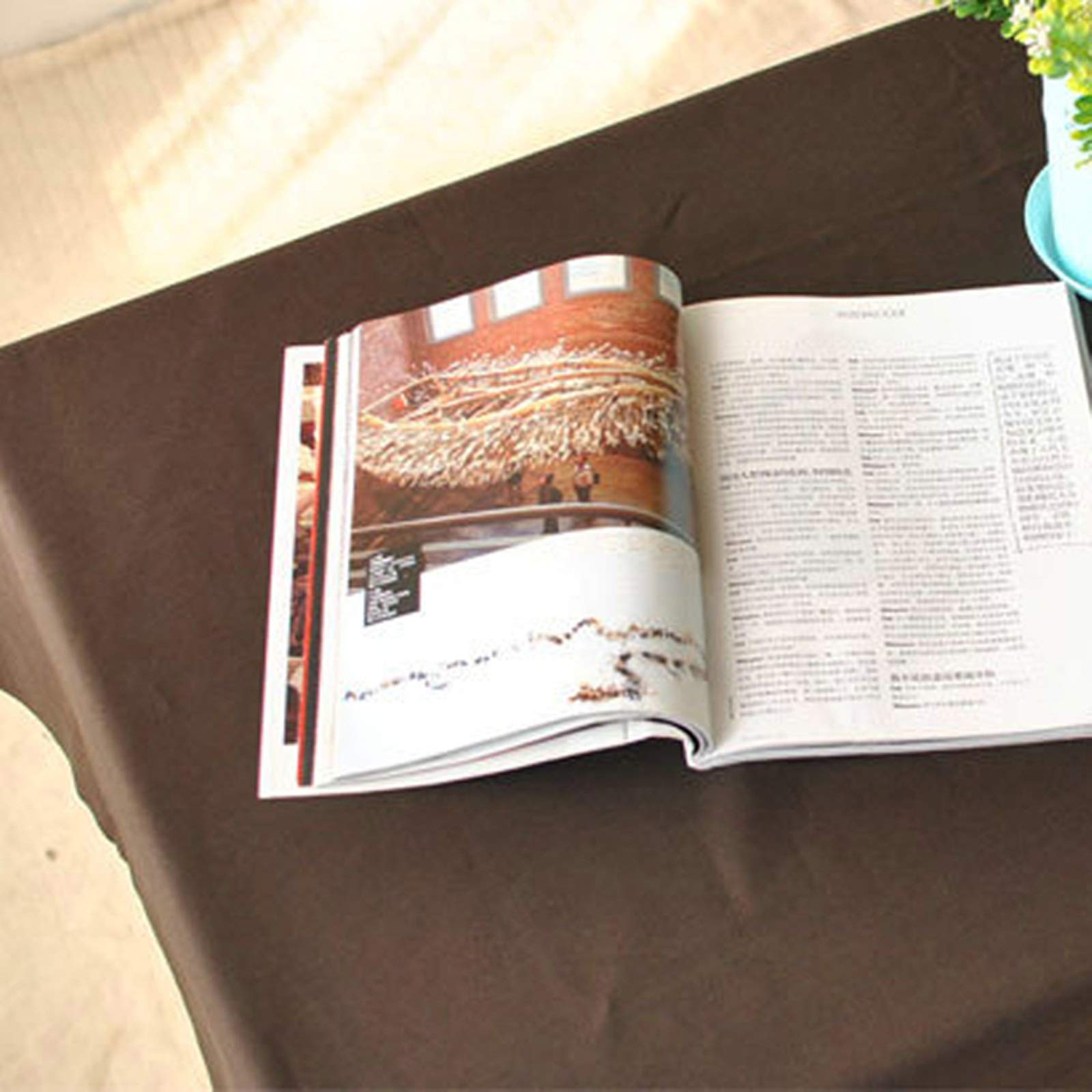 Nappe couleur pure en coton brun 135x220cm style moderne
