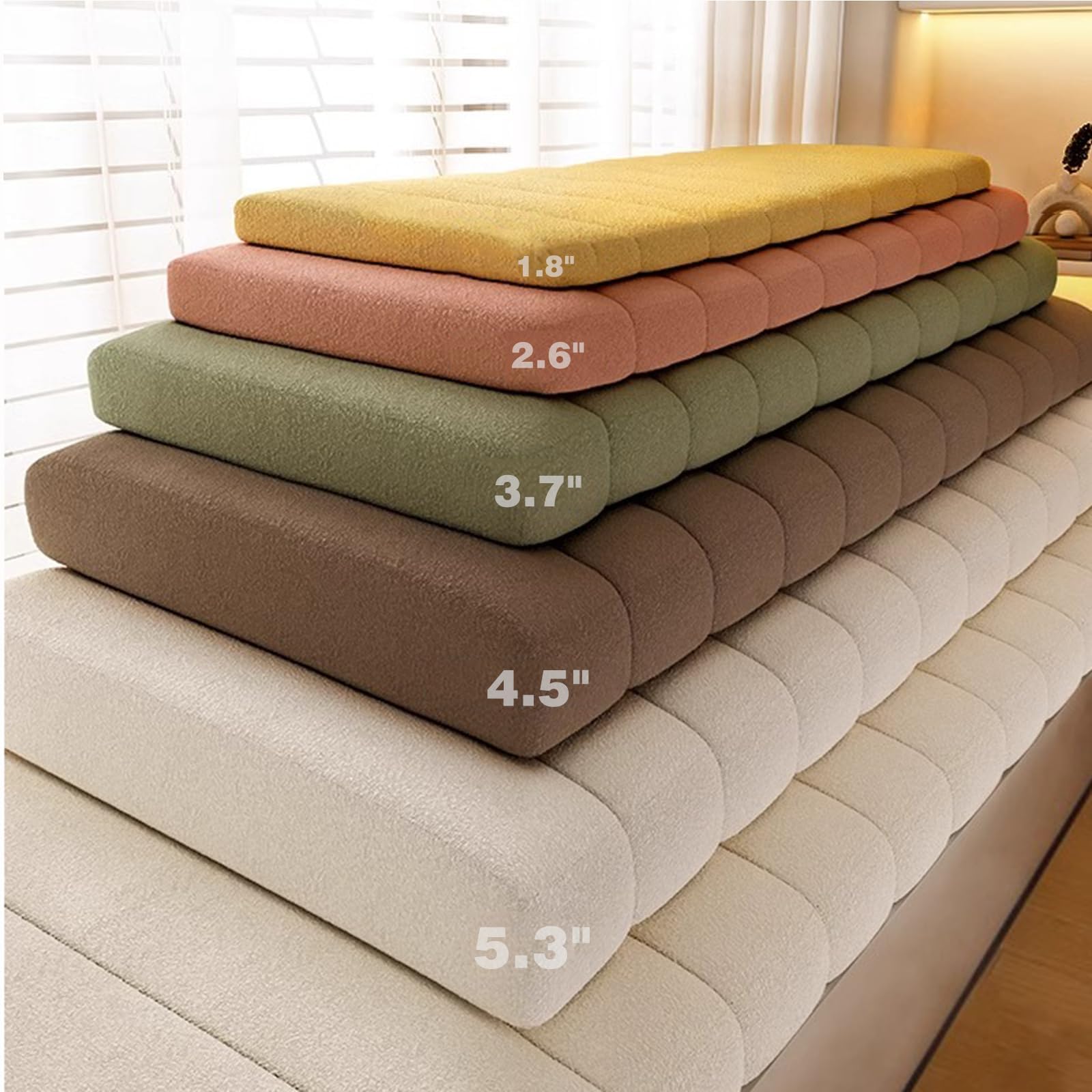 Custom Window Seat Cushions Indoor,Circle Fleece Bay Window Cushion with Anti-Slip Bottom,Anti-cat Scratch Bench Cushions for Indoor Furniture,Waterproof Thickened Foam Sponge Window Bench Pad