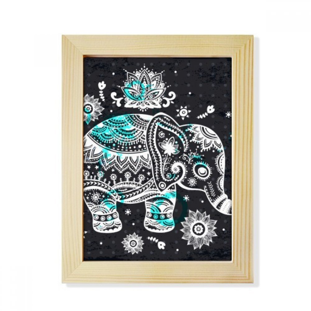 Regalo original de marco de madera de elefante azul y negro de 6x8 pulgadas