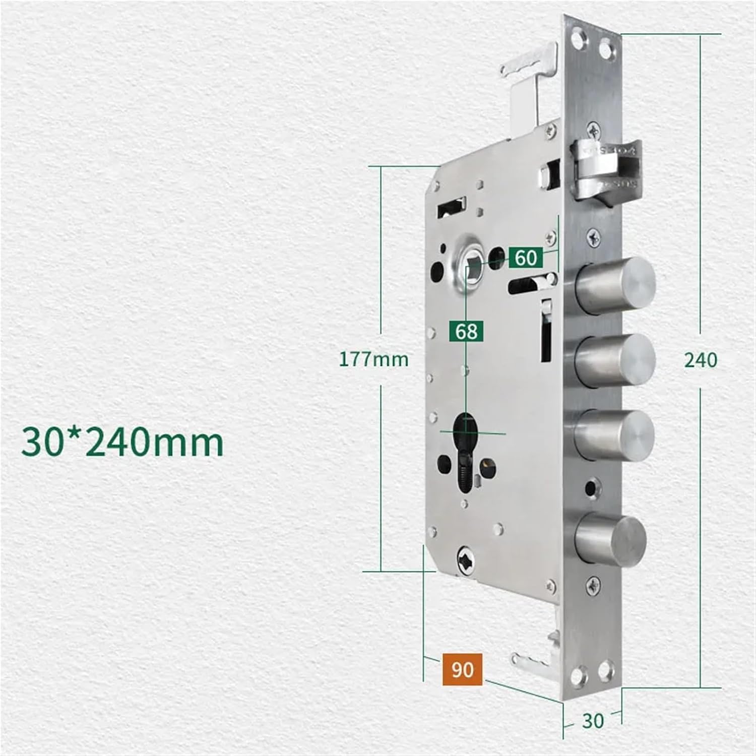 6068 Door Stainless Steel Lock Body Pitch Size Fingerprint Body/Cylinder Accessories 1Pcs(A02 24X240)