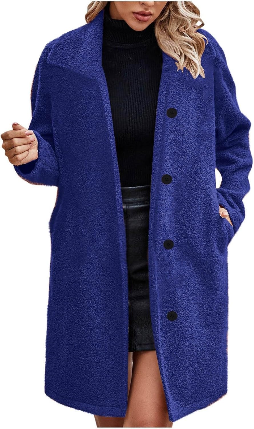 Women's Winter Faux Fur Coats Lapel Long Sleeve Coatigan Fuzzy Fleece Outerwear Warm Sherpa Jackets Fall Outfits