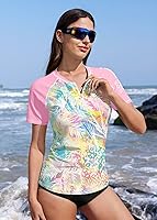 Vista 71 de BesserBay Women’s Rash Guard Shirt UPF 50+ Half Zip Short Sleeve Quick Dry Swim Shirt Swimsuit Tops