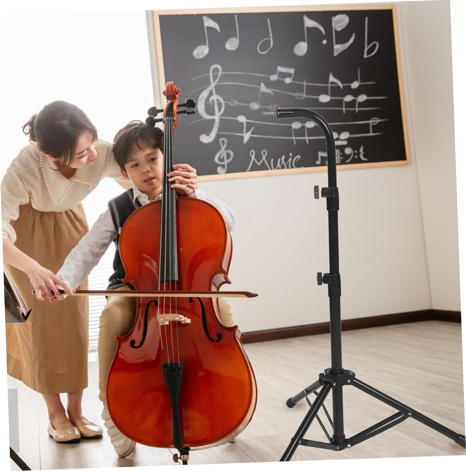1Set Adjustable Floor Tripod Stand for Hanging Instruments Detachable Music Rack for Wind Chimes Percussion Gongs Construction with Stable Tripod Base for Reliable