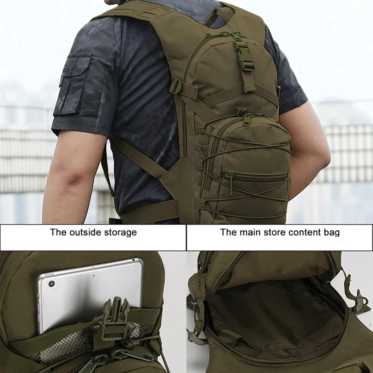 Military Tactical Backpack Outdoor Travel Waterproof Oxford Army Backpacks Breathable Daypack Bag for Hiking Sports 15L