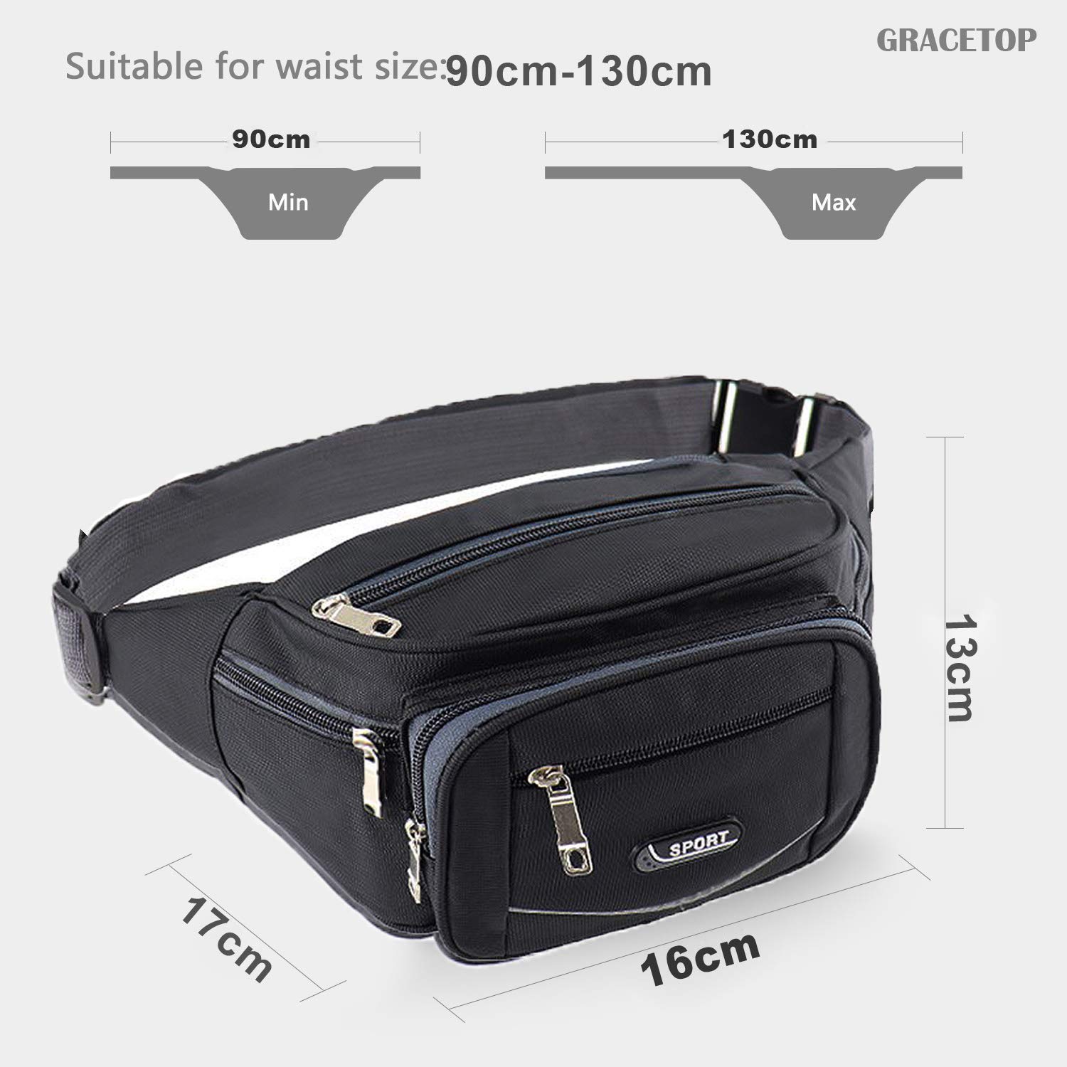WESTBRONCO Riñonera Para Ujeres Y Hobres, Bolsa De Cinturón Con 4