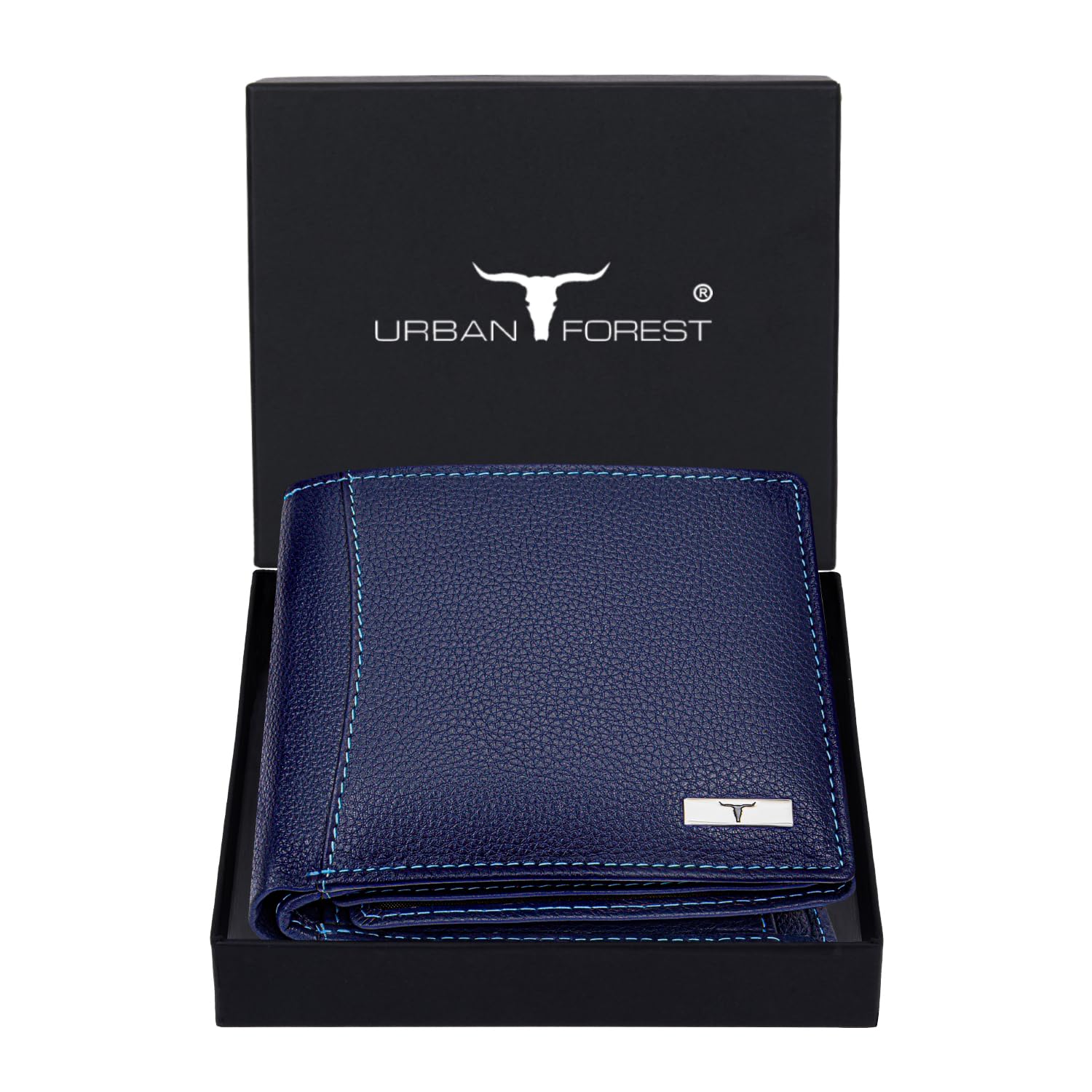 URBAN FORESTOliver Blue Leather Wallet for Men, 6 Card Slot