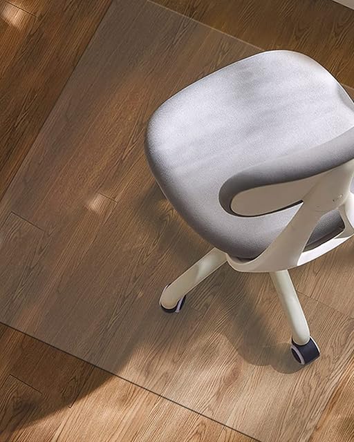 KALAHOL PVC Office Chair Mat for Hardwood Floor, 90x120 cm (3'x4') Non-Slip Thick Desk Hard Floor Chair Mat Protector, Unrolled Plastic Floor Protector Mat, Clear Chair Mat for Wooden Floors