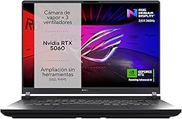 ASUS ROG Strix G16 G615JMR-RV004 - Ordenador Portátil Gaming de 16" WUXGA 165Hz (Intel Core i7-14650HX, 32GB RAM, 1TB SSD, RTX 5060 8GB, Sin Sistema Operativo) Gris Eclipse - Teclado QWERTY español