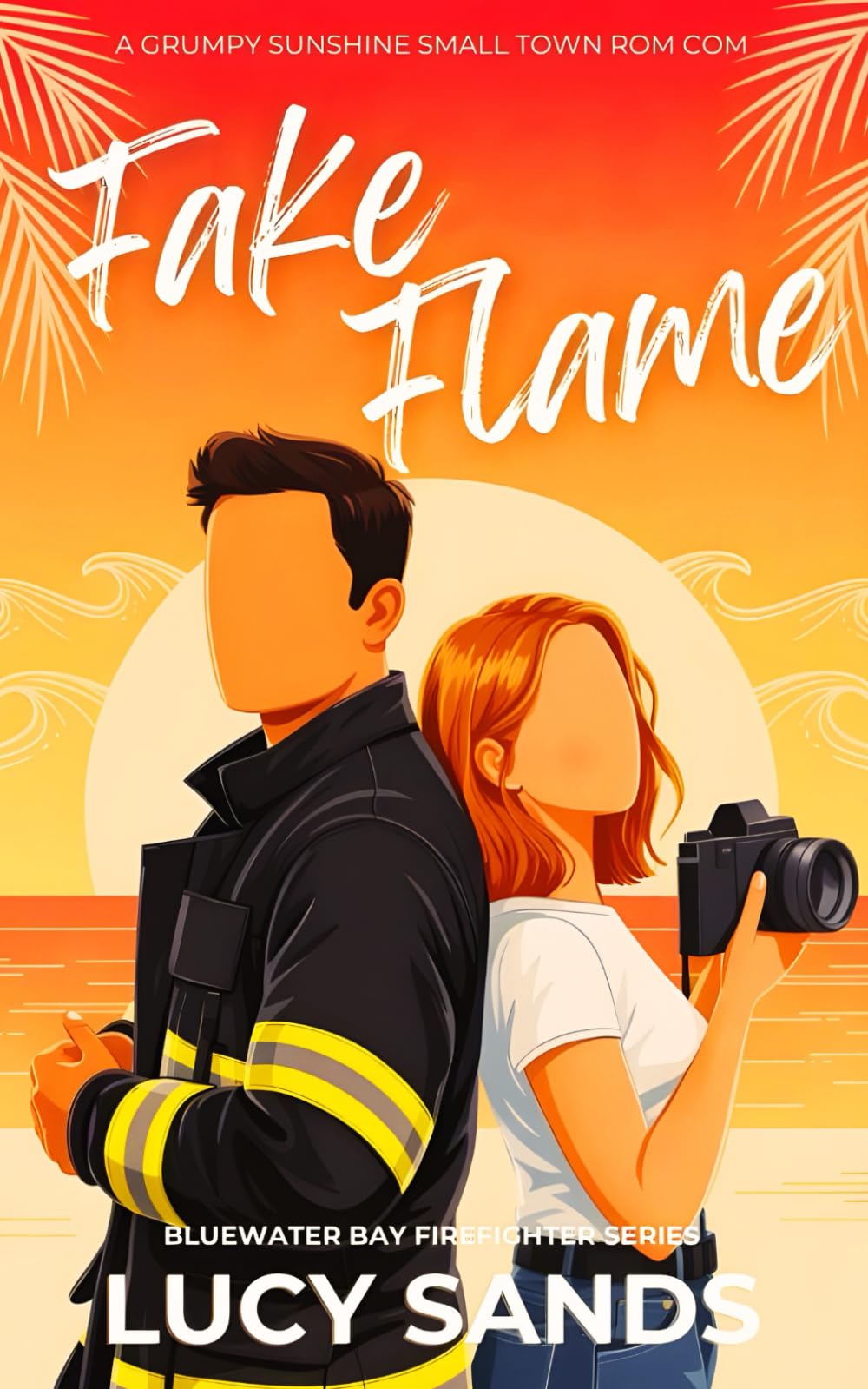 Fake Flame: A grumpy sunshine, fake dating, spicy, small town, vacation rom com (Bluewater Bay Firefighters Book 1)