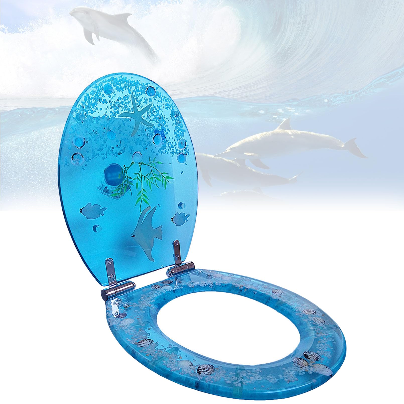 Siège de toilette Ocean Series en résine haut de gamme, abattant WC allongé robuste et stable