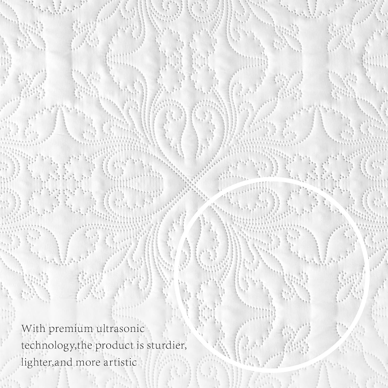 akkialla Full Queen Quilt Bedding Set for All Seasons,Lightweight White Bedspreads Queen Size,Modern Style Microfiber Soft Floral Pattern Coverlet Set(1 Quilt,2 Pillow Shams)