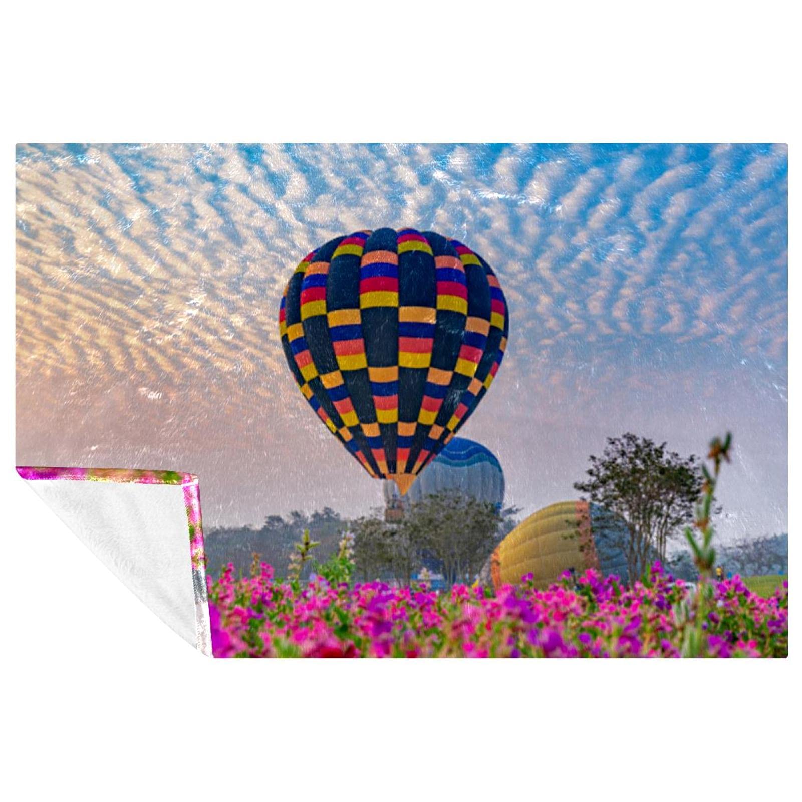 Couverture montgolfière 150x100 cm douce et chaude pour lit et canapé