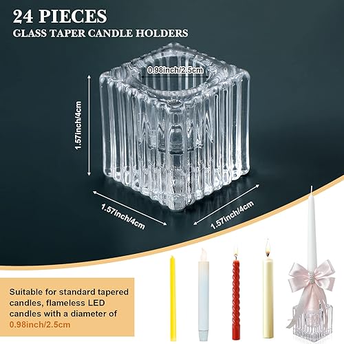 Miniatura 3 de 24 portavelas cónicos de vidrio, pequeños candelabros de vidrio que se adaptan a candelabros cónicos de 0.98 pulgadas para centro de mesa