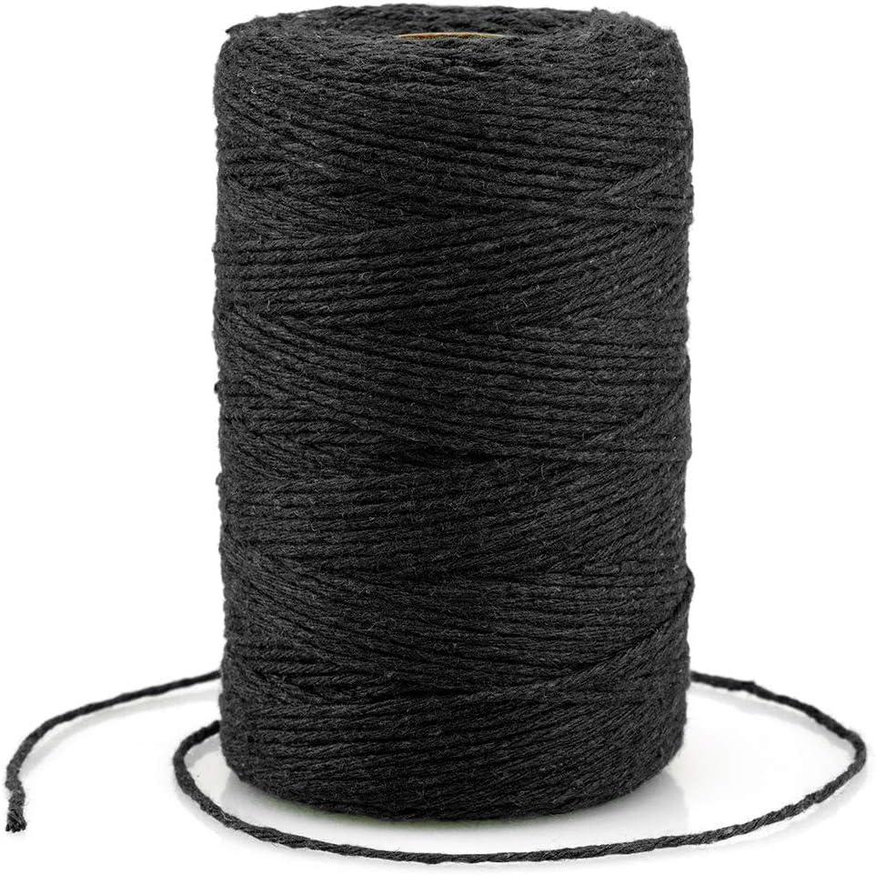 G2PLUS 200M Black Cotton String Twine, Craft Cotton Thread Durable Twine Perfect for Baking, Butchers, DIY Crafts and Handmade