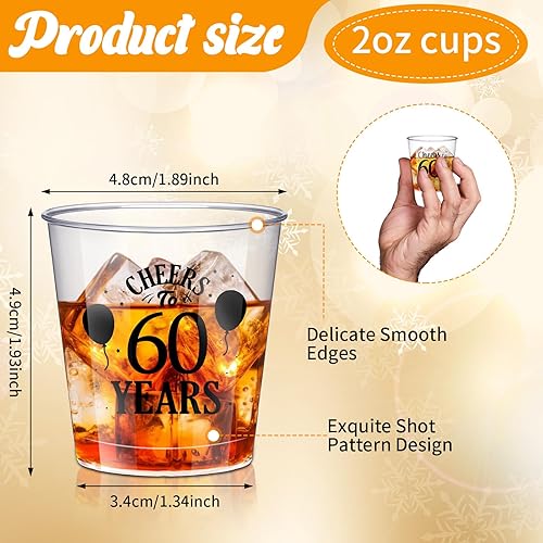 Miniatura 2 de Hushee 300 vasos de chupito de plástico de 2 onzas, desechables, regalos de fiesta de cumpleaños 60 para hombres y mujeres, suministros de