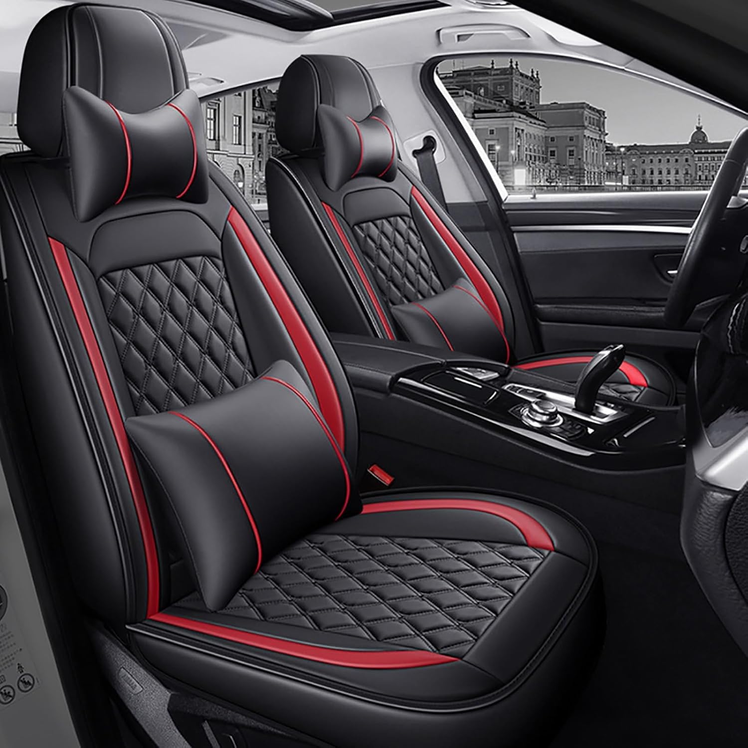 Housses de siège de voiture universelles noir rouge luxe FROON - 8