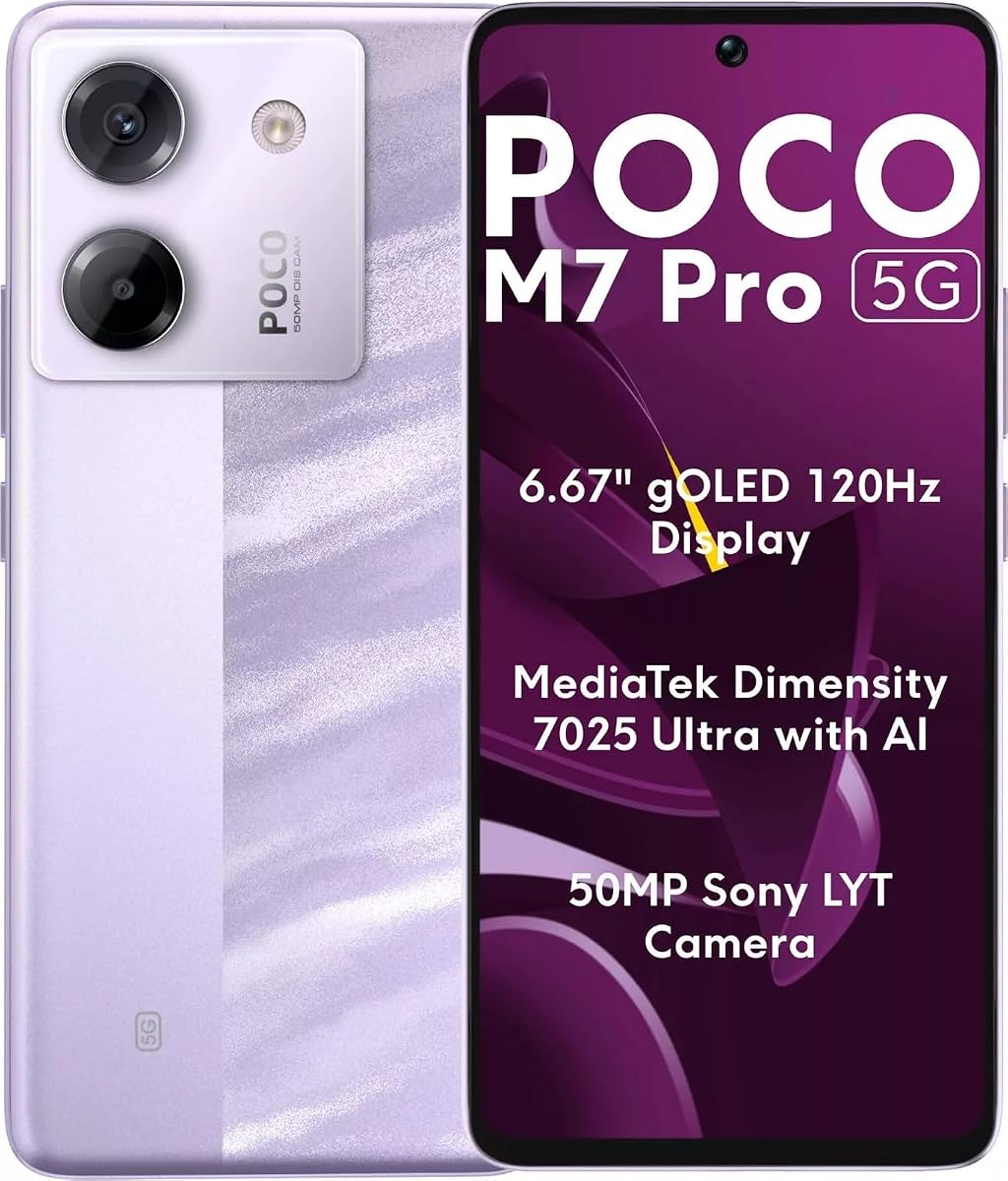Poco M7 Pro 5G (256GB + 8GB) (for Tmobile Mint Tello & Global) 50MP Dual Sony Camera 6.67" 120Hz Octa Core Unlocked Dual Sim Model 2409FPCC4G Liberado (Purple)
