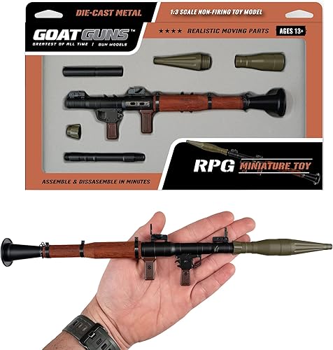 GoatGuns RPG miniatura modelo negro  Metal fundido a presión a escala 14 + kit de construcción de madera real