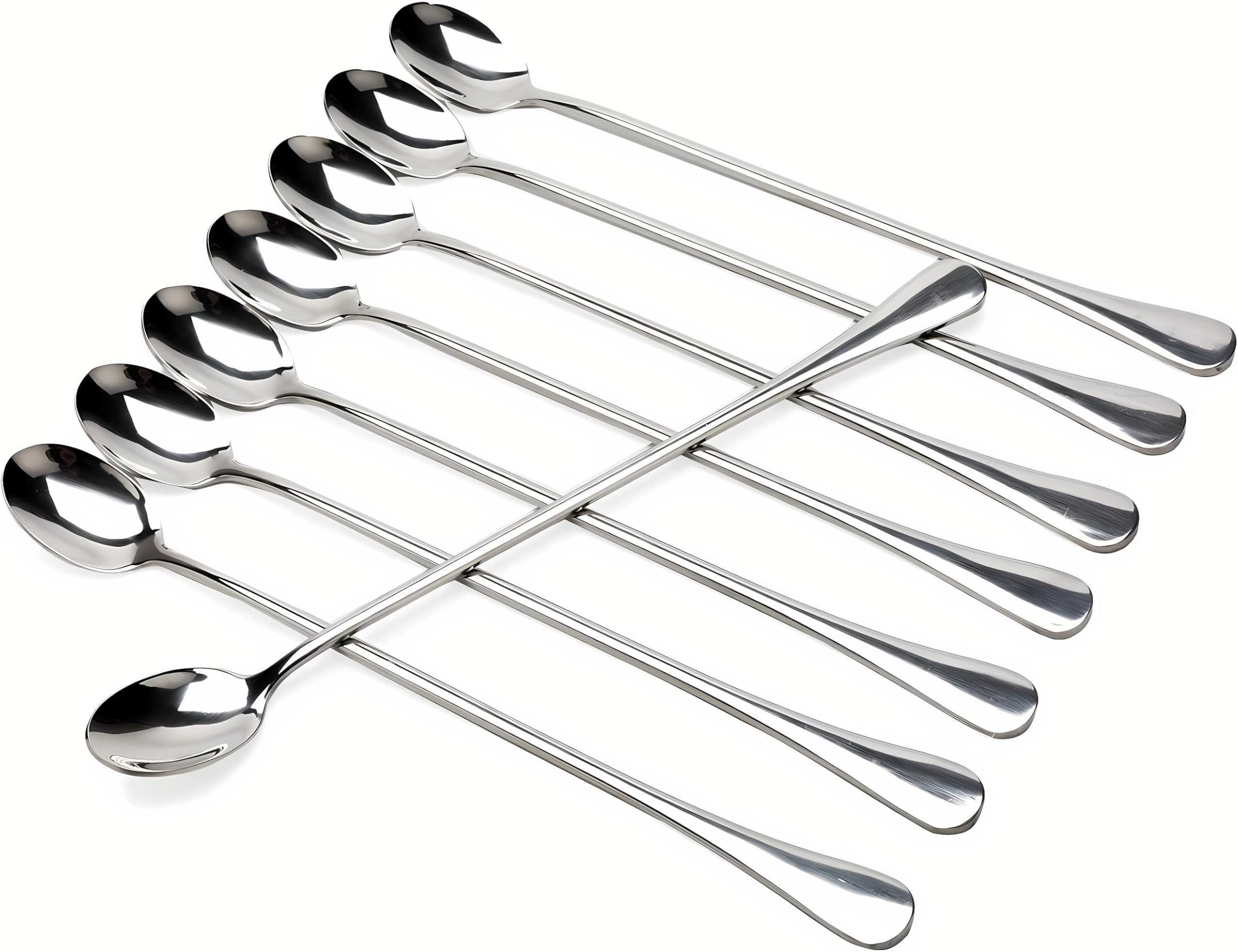 Long Handle Iced Tea Spoons, 9" 18/10 Stainless Steel Cocktail Stirring Spoons with Thickened Ergonomic Handle, Tall Coffee & Latte Stirrers, Dessert Spoon Set, Dishwasher Safe (9 IN)