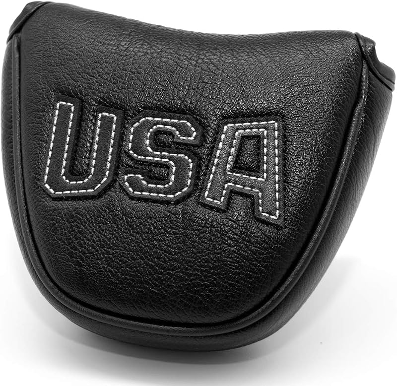 USA Mallet Putter Cover Headcover Magnetic Golf Head Covers Headcovers Club Protective Equipment for Scotty Cameron Odyssey Two Ball Taylormade Durable Thick Pu Leather