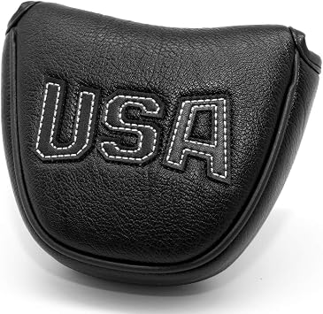 USA Mallet Putter Cover Headcover Magnetic Golf Head Covers Headcovers Club Protective Equipment for Scotty Cameron Odyssey Two Ball Taylormade Durable Thick Pu Leather