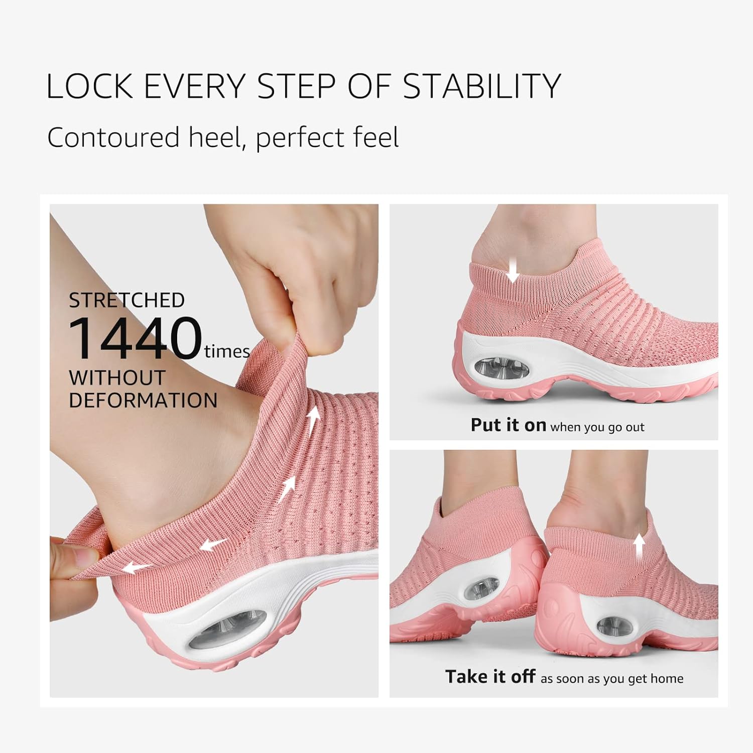 HKR Women's Walking Shoes Arch Support Knit Upper Non Slip Shoes