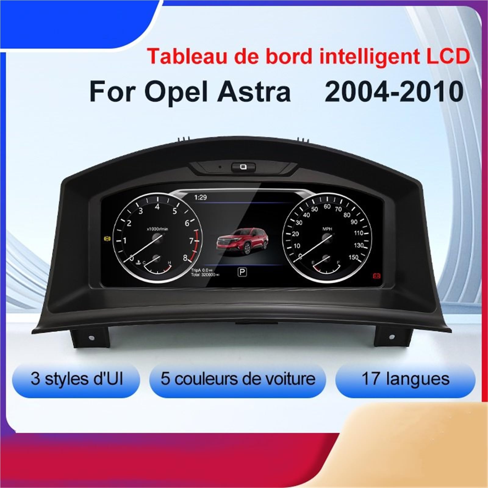Cyfrowy miernik Do Opla Astra H 2004-2010 Wyświetlacz Head Up | Zafira Bt Panel Klastra Kokpit Cyfrowa Deska Rozdzielcza Samochodu LCD