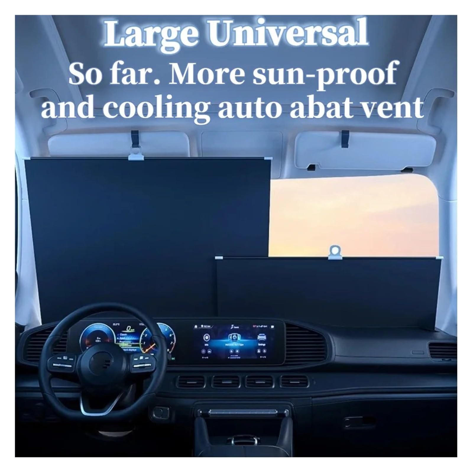 Parasol Ventanas Parasoles Coche 2 Ganchos Y Ventosas para Parabrisas Coche Barra Doble Retráctil para Vehículos Generales En La Parte Delantera con Bloqueo UV