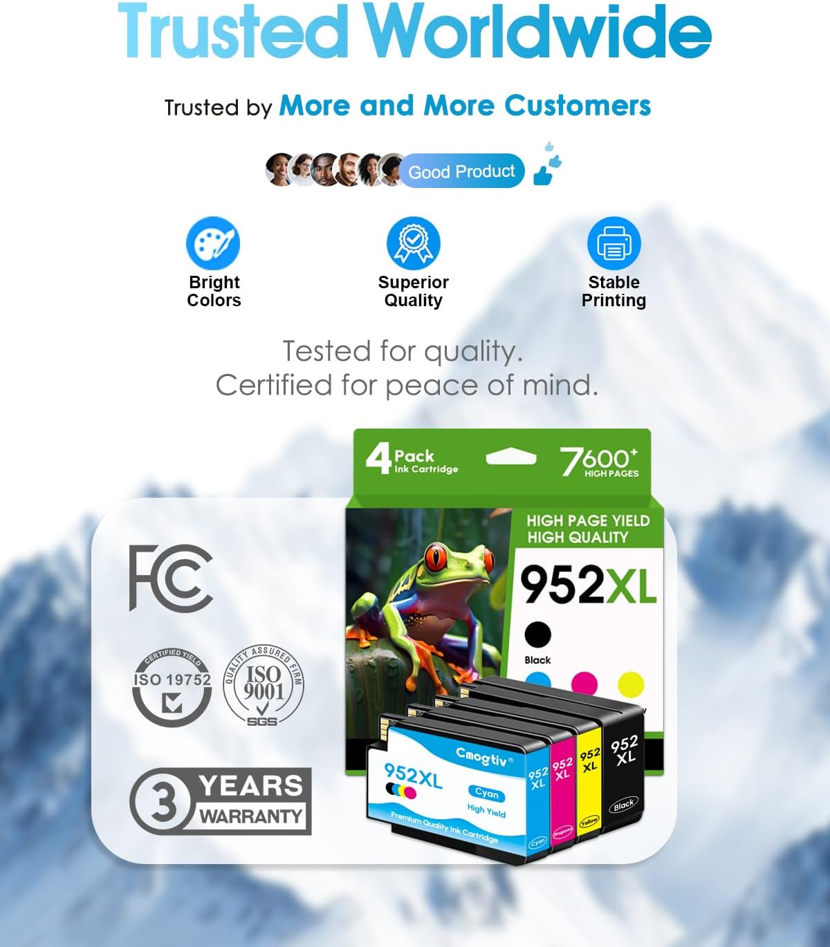 952XL Ink Cartridges High Yield Combo Pack Replacement for HP 952XL 952 XL Ink Cartridge for Officejet Pro 8710 8720 7740 7720 8702 8210 8715 8740 8725 Printer (4-Pack, Black/Cyan/Magenta/Yellow)