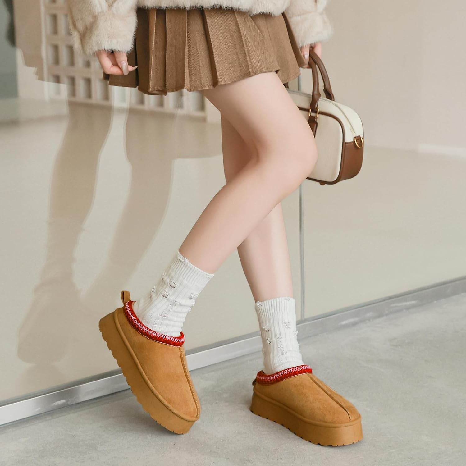 Women's Platform Boots, Fur Fleece Lined House Slippers, Comfy Snow Boots for Indoor/Outdoor Use - Image 5