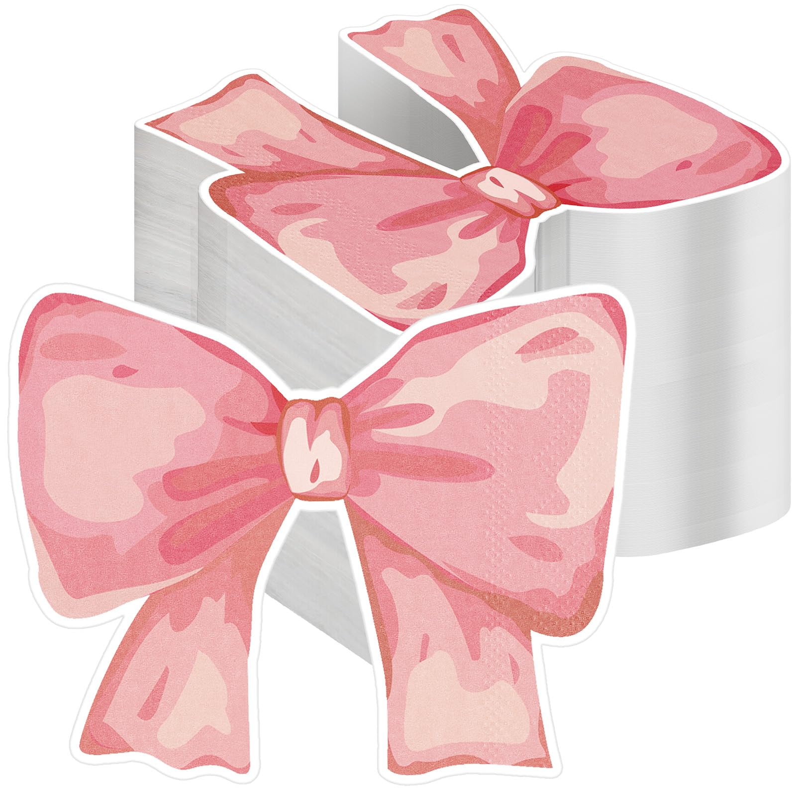 100 servilletas de papel con lazo rosa, servilletas de almuerzo con forma de lazo, servilletas de lazo rosa para suministros de fiesta, decoración de despedida de soltera, compromiso, baby