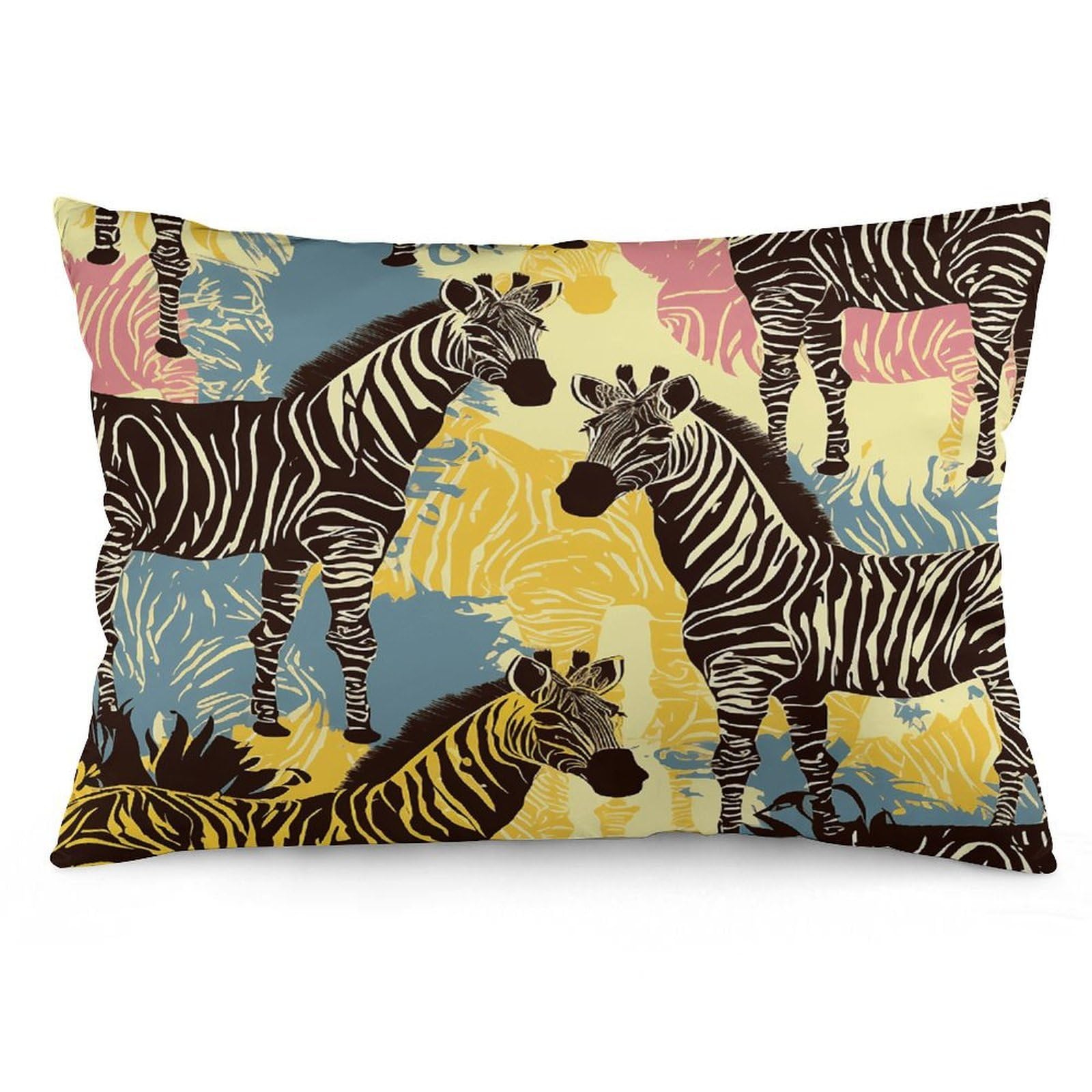 asbwuo Rectangular Decorative Throw Pillow Cover Soft Cushion Cover Giraffe and Zebra Queen Pillow Cases for Couch Sofa Living Room Bed