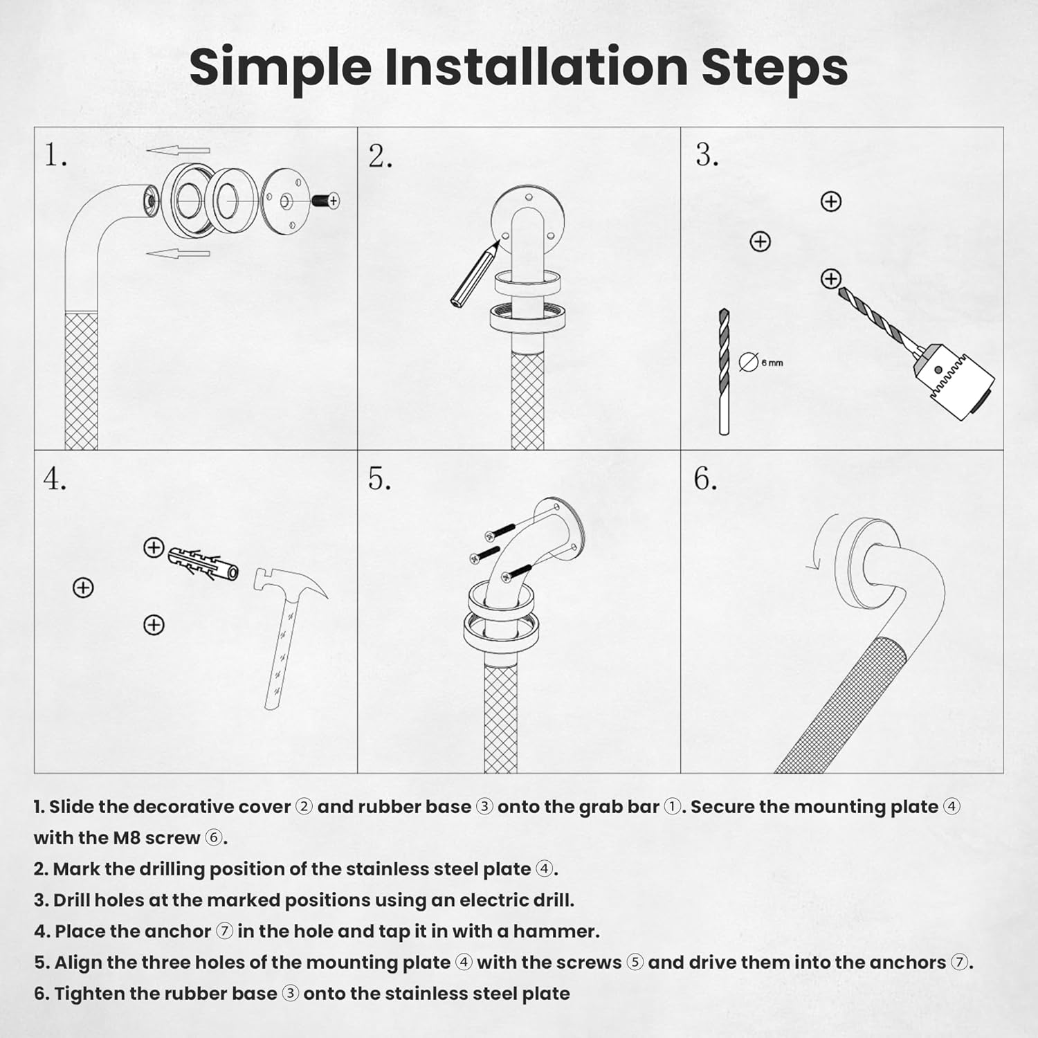 2 Pack 36 Inch Knurled Mirror Polished Stainless Steel Grab Bars for Wall, Extra-Long Shower Safety Bars for Seniors, 500 lbs Full Support Hand Rail for Bathroom,Handicap Accessories for Daily Living